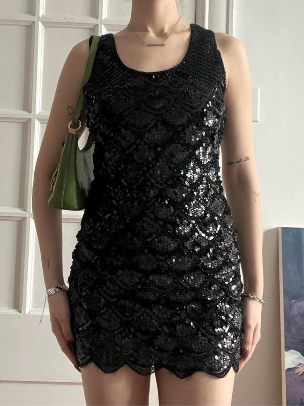Size 0 Black Sequin Peshli Mini Dress
